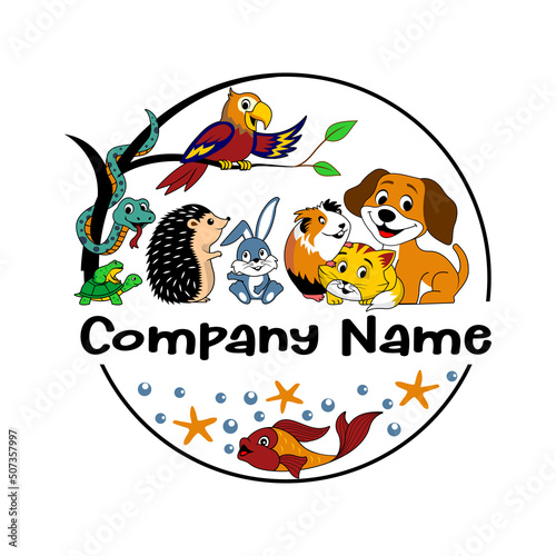 cartoon pet shop logo template