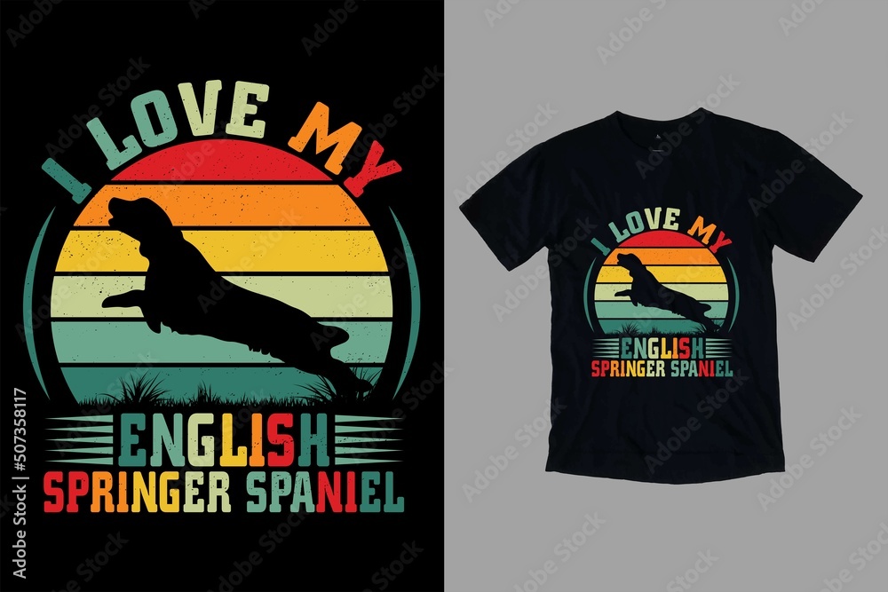 I love my English springer spaniel t-shirt design