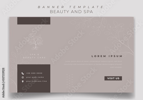 Banner template design in brown background with luxury concept design for beauty and spa advertising