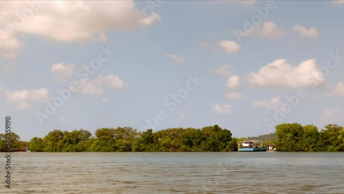 4K Timelapse footage of Ferry boat rides from Old Goa to Borim island in Goa India   photo