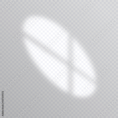 Shadow overlay effect. Soft light and shadows from window. Realistic vector Mockup of transparent shadow overlay effect and natural lightning in room interior.