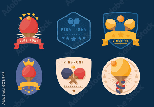 six ping pong sport icons