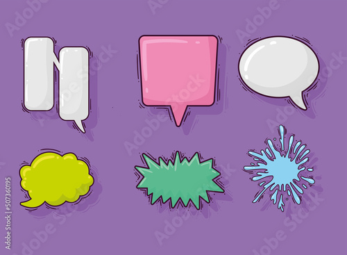 comic bubbles empty six icons