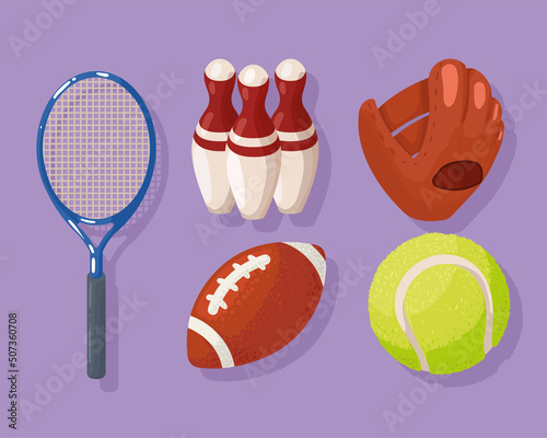 sports equipment elements icons