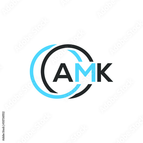 AMK logo monogram isolated on circle element design template, AMK letter logo design on white background. AMK creative initials letter logo concept.  AMK letter design. photo