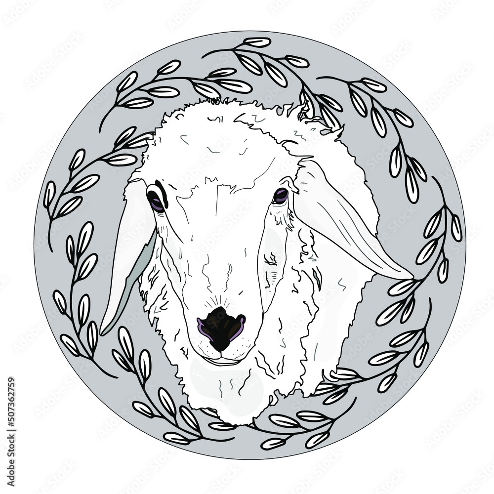 Vector illustration of sheep logo isolated. The emblem of a farm animal ...