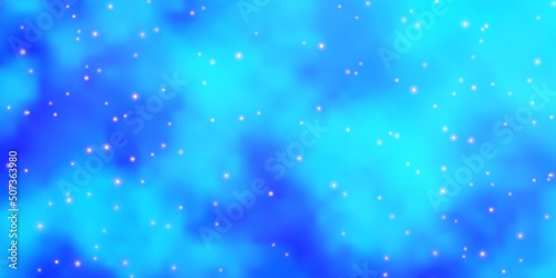 Light BLUE vector template with neon stars.