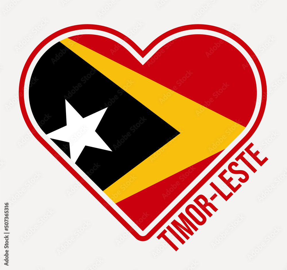 Timor-Leste heart flag badge. Made with Love from Timor-Leste logo. Flag of the country heart shape. Vector illustration. Timor-Leste heart flag badge. Made with Love from Timor-Leste logo. Flag of the country heart shape. Vector illustration.