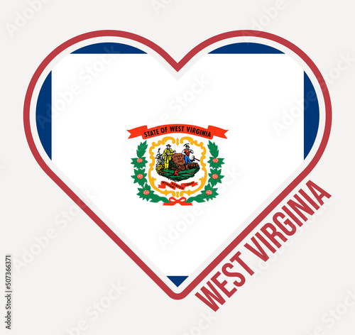 Free Download West Virginia heart flag badge. Made with Love from West Virginia logo. Flag of the US state in heart shape. Vector illustration. - GFXLoad