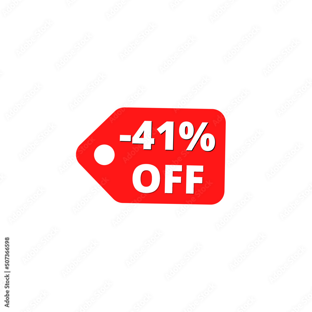 41% off with red discount label design 41% off with red discount label design