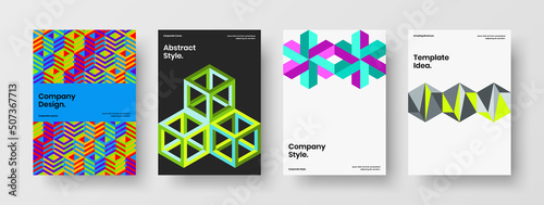 Simple annual report A4 vector design template composition. Minimalistic mosaic shapes magazine cover concept collection.