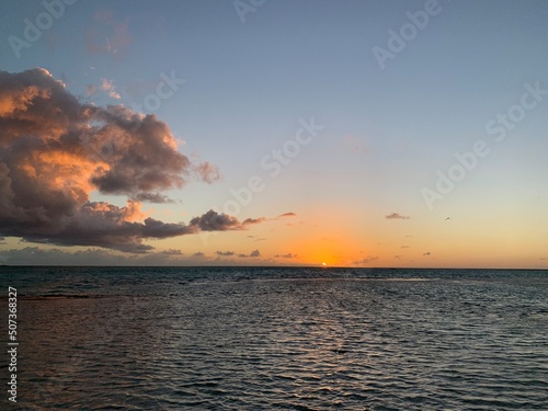sunset over the sea on bonaire dutch caribbean
