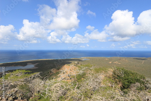 view from the brandaris  with the ocean on bonaire dutch caribbean  photo