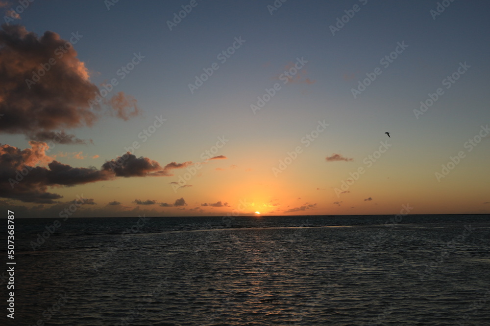 sunset over the sea on bonaire dutch caribbean 