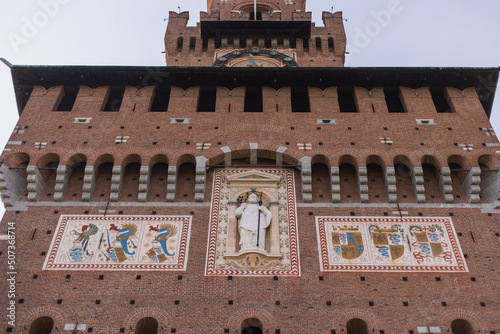 The magnificent Sforza Castle , Castello Sforzesco in Milan, Italy photo