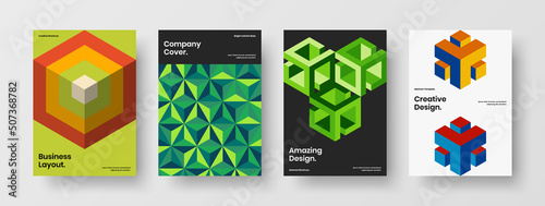 Amazing geometric shapes catalog cover concept collection. Creative front page A4 design vector layout bundle.