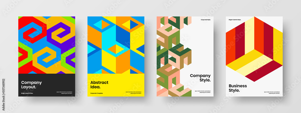 Simple cover design vector template composition. Abstract mosaic tiles banner concept set.