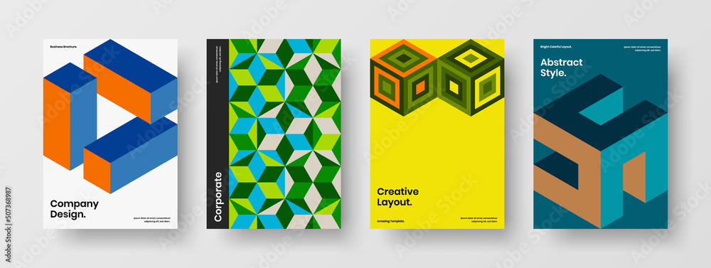 Creative postcard vector design concept bundle. Fresh mosaic pattern banner template composition.