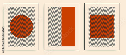 Set of minimalistic abstract aesthetic illustrations. Wall decor in a modern style. Collection of modern art posters. For brochures.