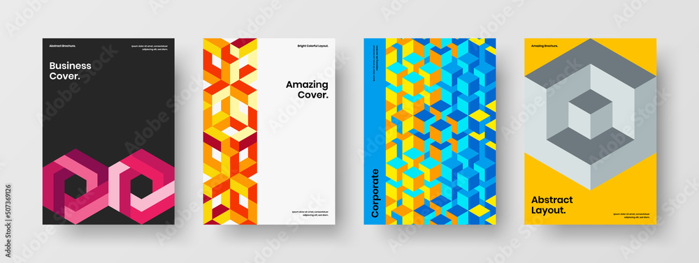 Creative geometric shapes poster illustration composition. Modern brochure design vector template collection.