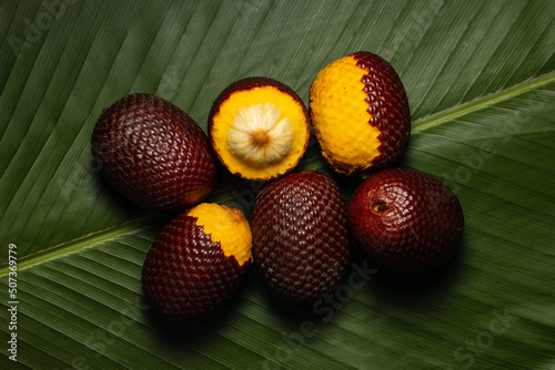 Aguaje is a highly appreciated fruit in the Amazon for its flavor and nutritional properties. photo