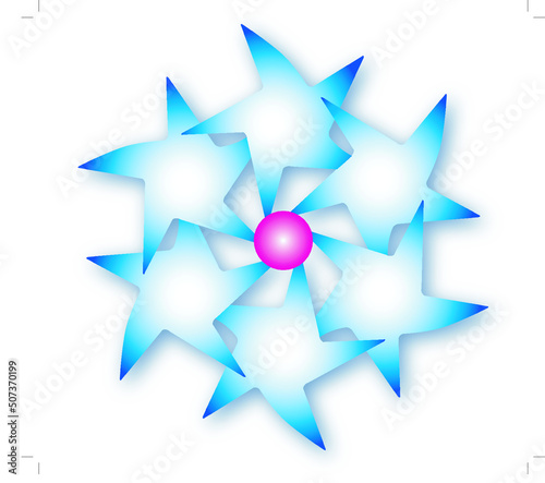 Wzór z niebieskimi gwiazdkami i karminowym środkiem