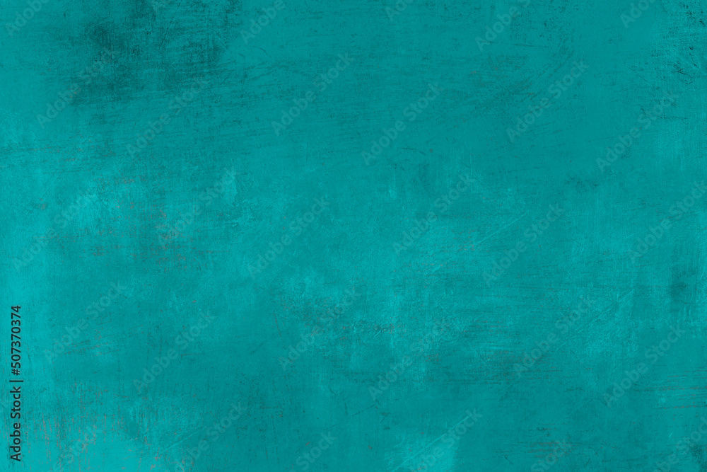 Turquoise colored wall grunge background