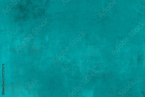 Turquoise colored wall grunge background