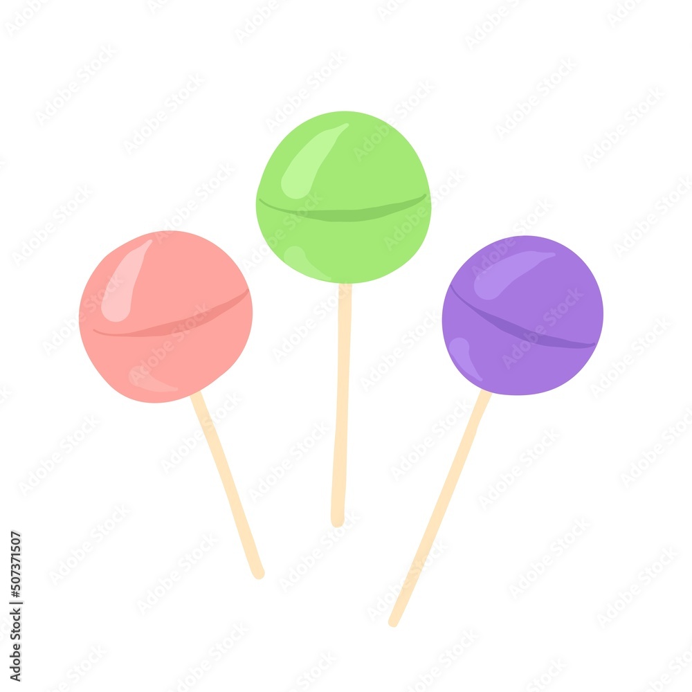 Lollipop illustration. Icons of candy on a stick. Lollipop illustration. Icons of candy on a stick.