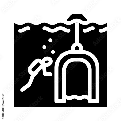 diving bell glyph icon vector. diving bell sign. isolated contour symbol black illustration
