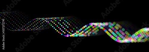 Dotted abstraction on black background. Illustration.