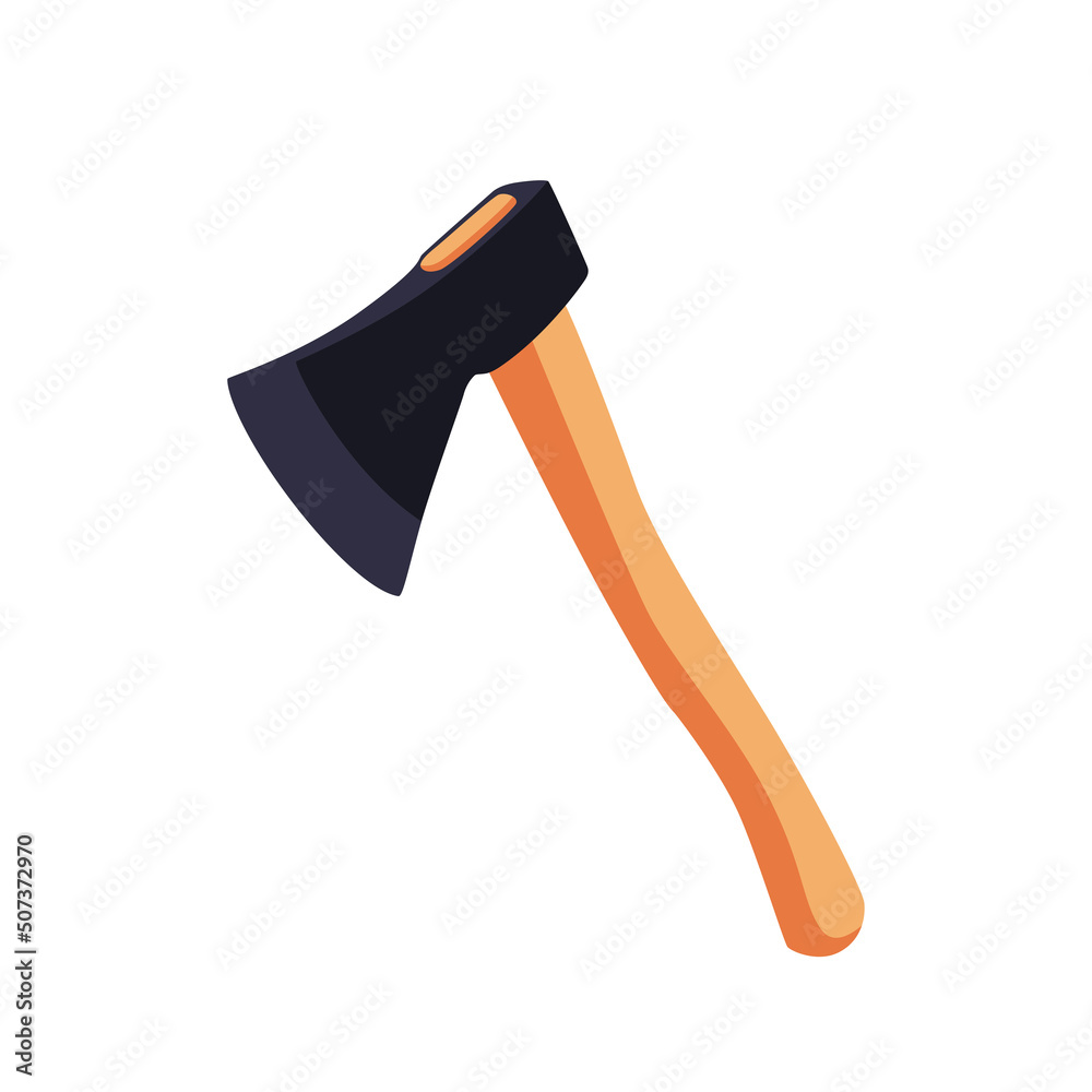 Ax with wooden handle isolated on white background Ax with wooden handle isolated on white background