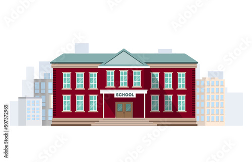 Bordeaux school building in a flat style.Isolated on a white background.