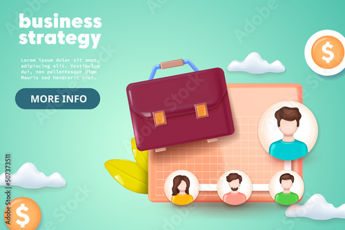 Online Meeting, 3d realistic vector illustration.