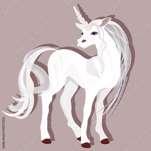White unicorn horse on a dark background