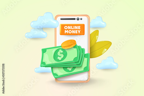 Mobile banking app and e-payment. Smartphone pay. Vector illustration