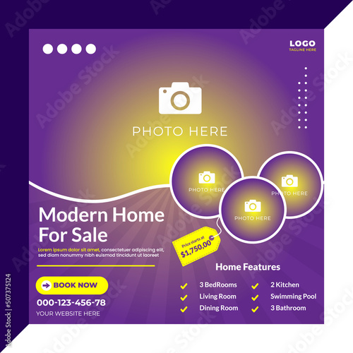 Modern home for sale social media post