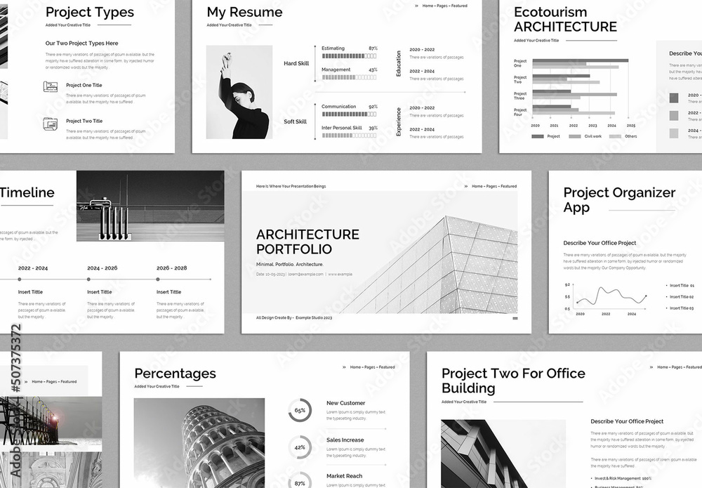 Architecture Portfolio Presentation Layout Шаблон Stock | Adobe Stock