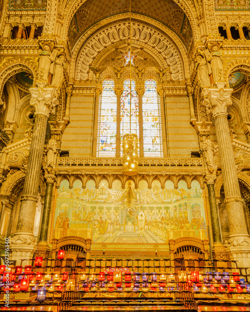 Lyon basilica interior in Auvergne-Rhone, France