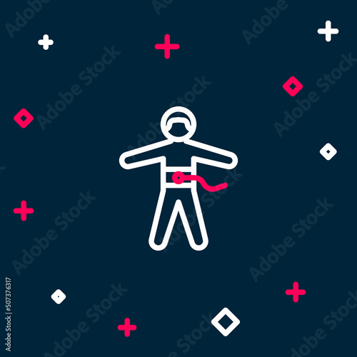 Line Bungee jumping icon isolated on blue background. Colorful outline concept. Vector