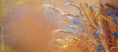 Fotografia Field of grain in summer. Watercolor design banner