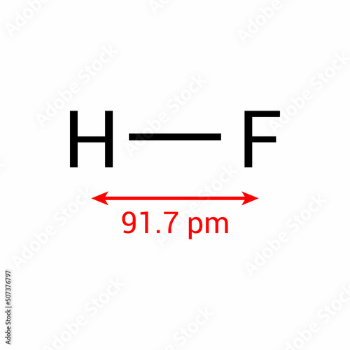 polar covalent bond of hydrogen fluoride (HF). vector illustration on white background