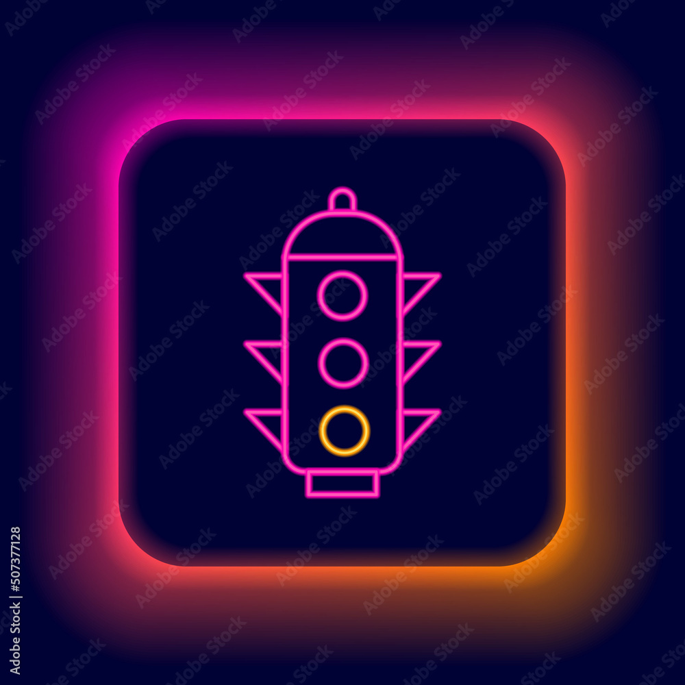 Glowing neon line Traffic light icon isolated on black background. Colorful outline concept. Vector Glowing neon line Traffic light icon isolated on black background. Colorful outline concept. Vector