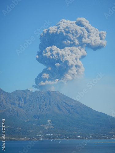 日本の活火山 鹿児島県 桜島の噴火 Eruption of Sakurajima, Kagoshima Prefecture, an active volcano in Japan 