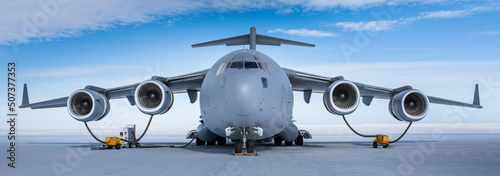 C-17 on a ski runway in Antarctica