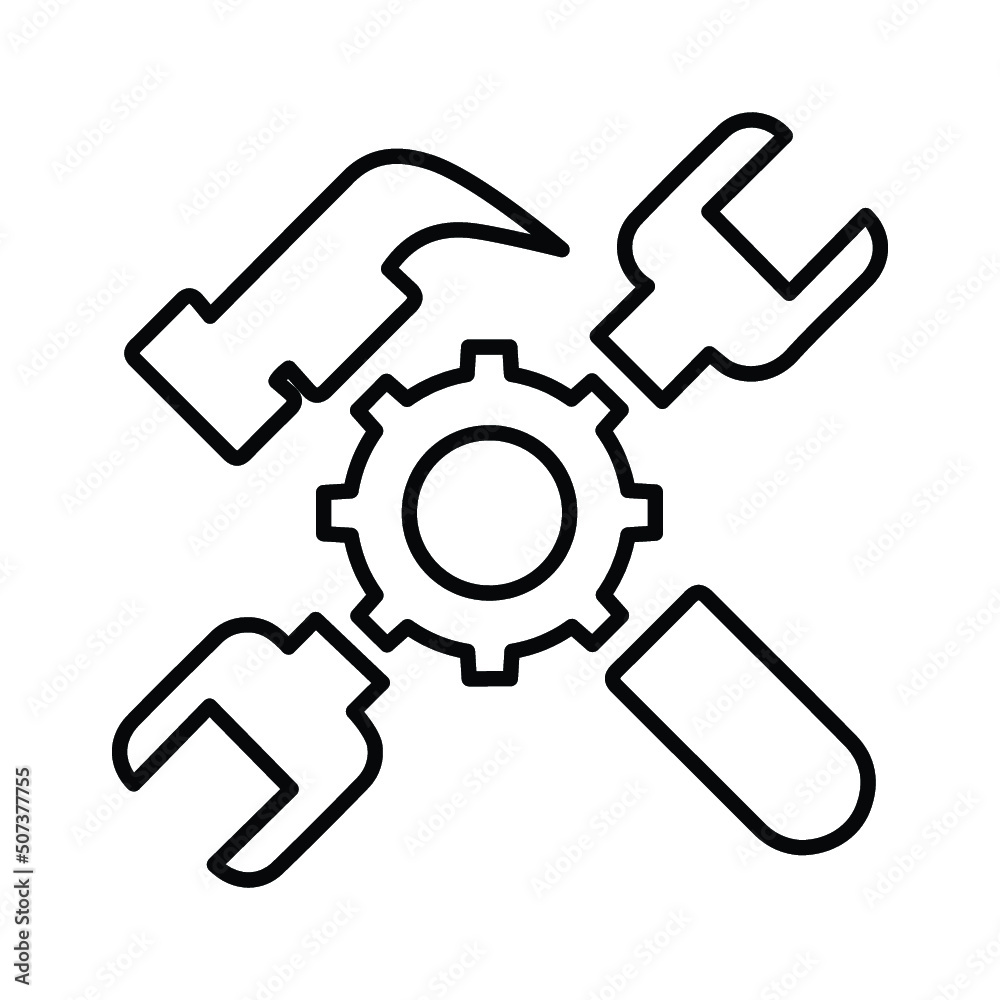Tools, settings, control, repair line icon. Outline vector. Tools, settings, control, repair line icon. Outline vector.
