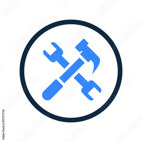 Hammer, tools, hand icon. Glyph style vector EPS.