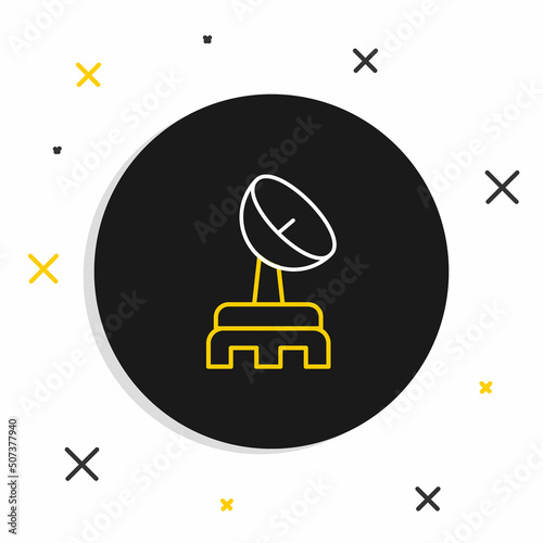 Line Radar icon isolated on white background. Search system. Satellite sign. Colorful outline concept. Vector