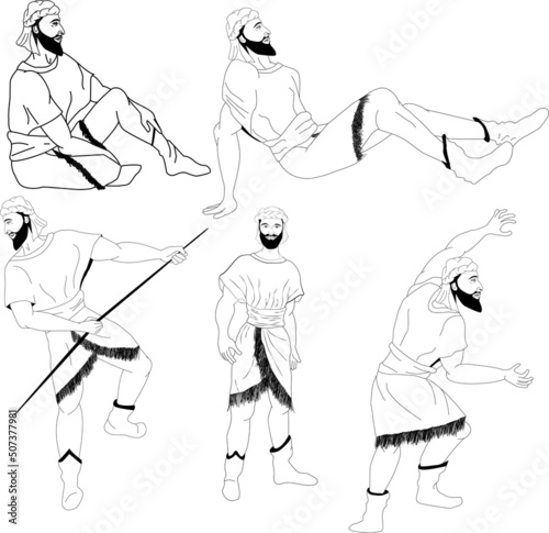Man in different poses on a transparent background