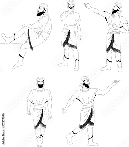 Man in different poses on a transparent background